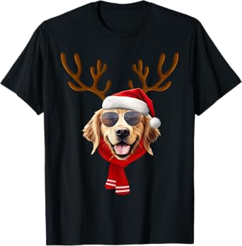 Golden Retriever Xmas Outfit Reindeer Christmas Costume T-Shirt