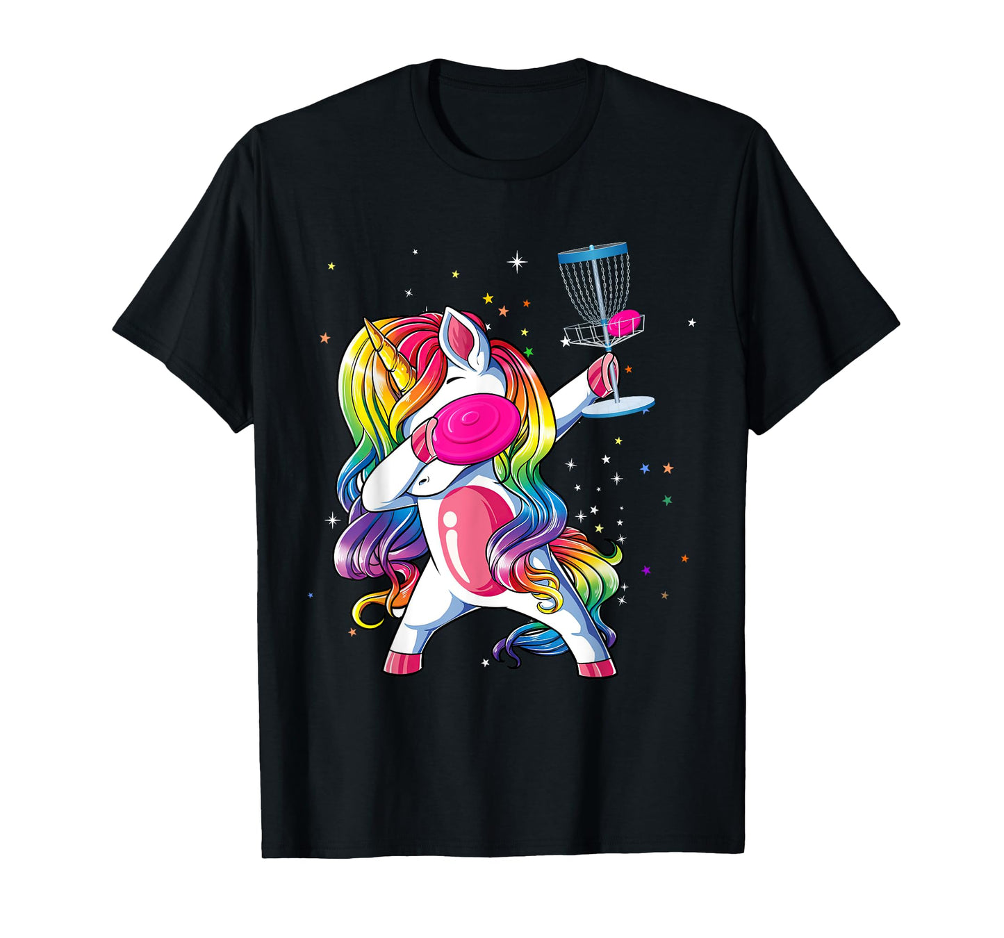 Dabbing Unicorn Playing Disc Golf Player Lover Matching Kids T-Shirt