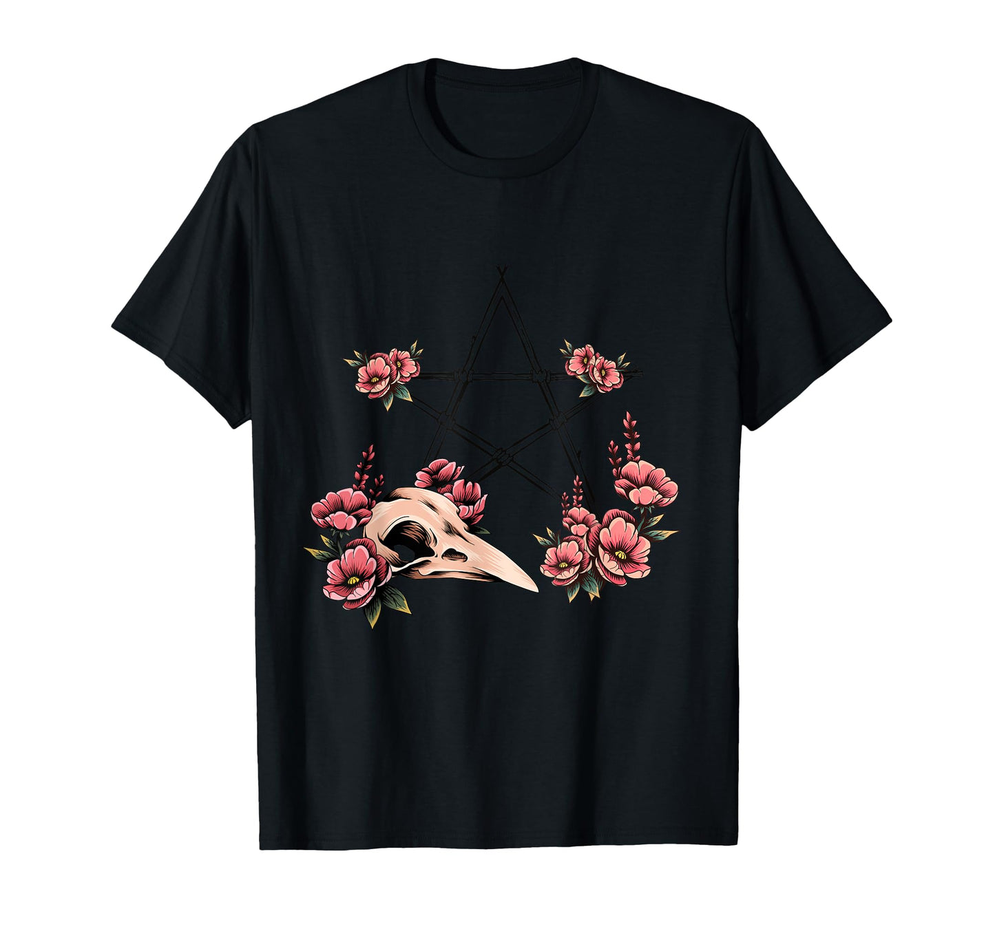 Pagan Witchcraft Pentagram Bird Skull Pagan Altar T-Shirt