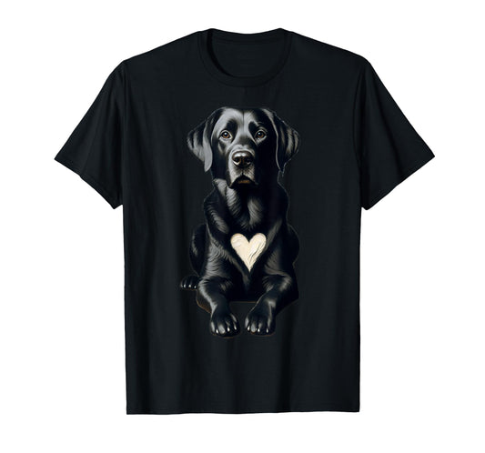 Heart Shaped White Patch Black Lab Lover T-Shirt