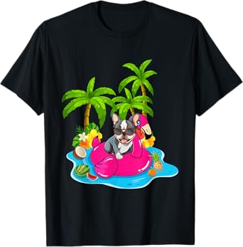 French Bulldog chillin tropical drink summer beach vacation T-Shirt for Men Women Kids