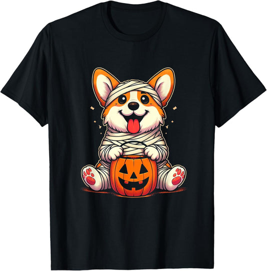 Cute Halloween Costume Welsh Corgi Mummy Dog Lover T-Shirt