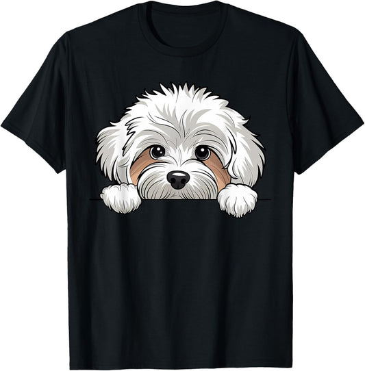 Cute Maltipoo Peeking Puppy Funny Maltipoo Dog Lover T-Shirt
