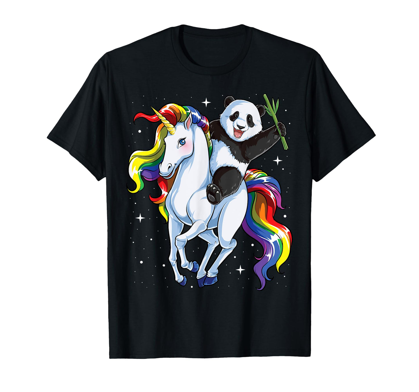Panda Riding Unicorn Pandicorn Girls Kids Women Rainbow Gift T-Shirt