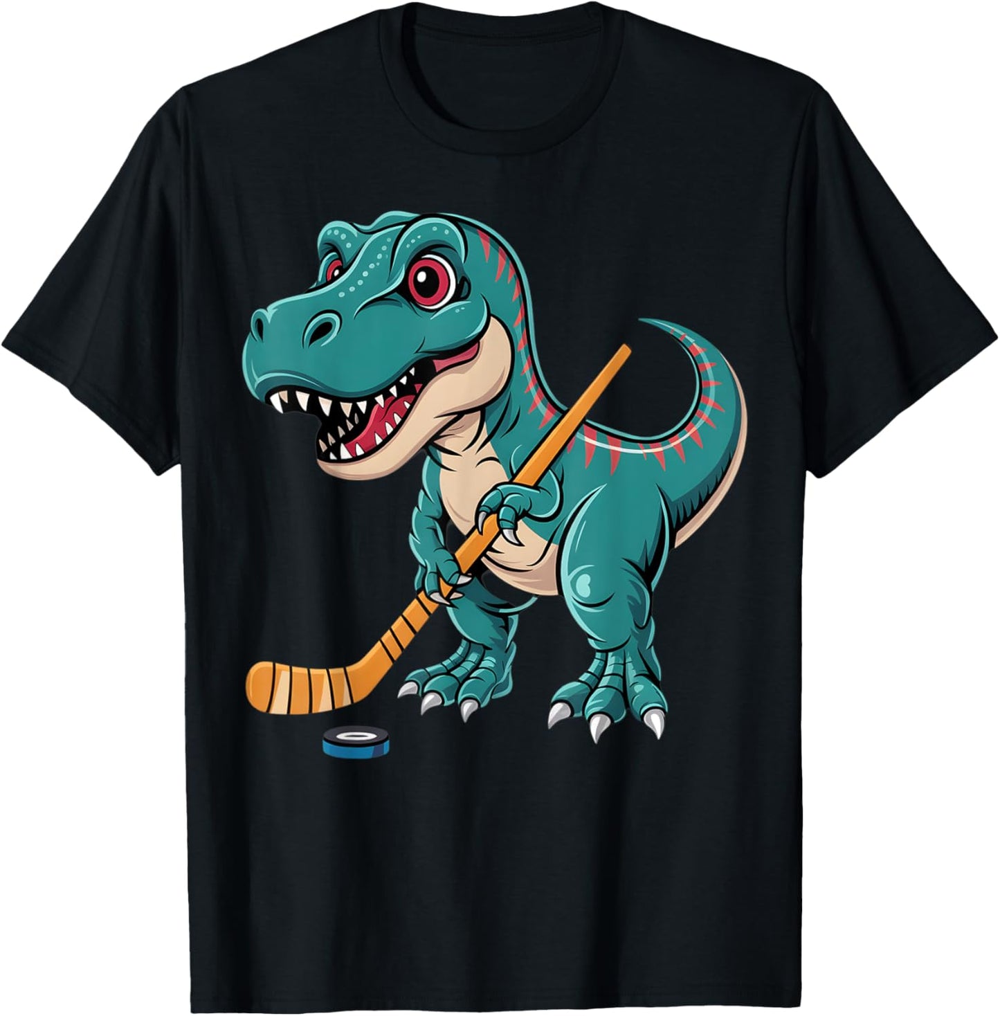 Dinosaur Playing Hockey Ice Hockey T Rex Graphic Tee Boys T-Shirt