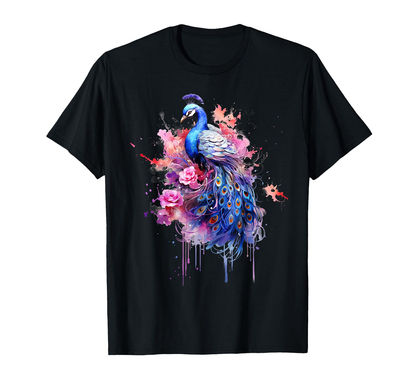 Peacock Watercolor Garden, Colorful Art, Peacock T-Shirt