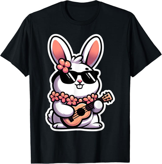Easter Bunny Rabbit Playing Ukulele Player Musician Hawaii T-Shirt