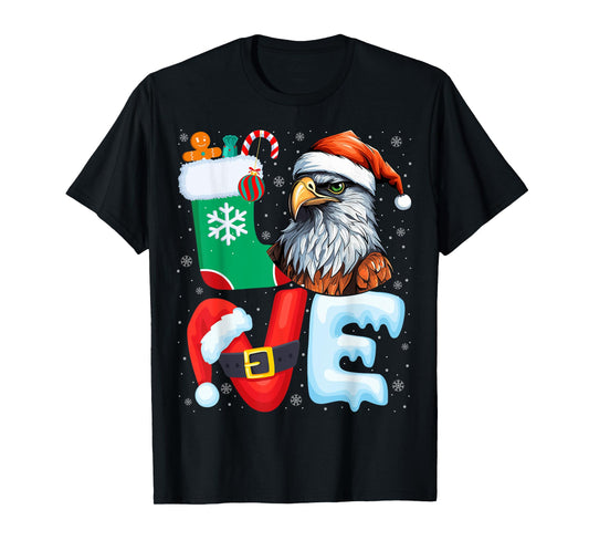 Hawk Birds Wearing Santa Hat Xmas Holiday Hawk Christmas T-Shirt