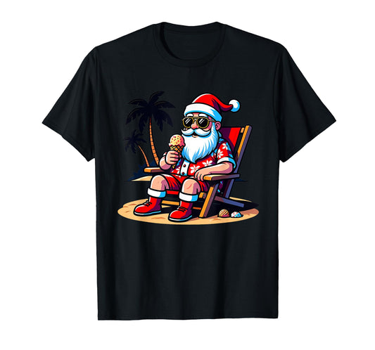 Tropical Summer Funny Hawaiian Santa Claus Christmas In July T-Shirt