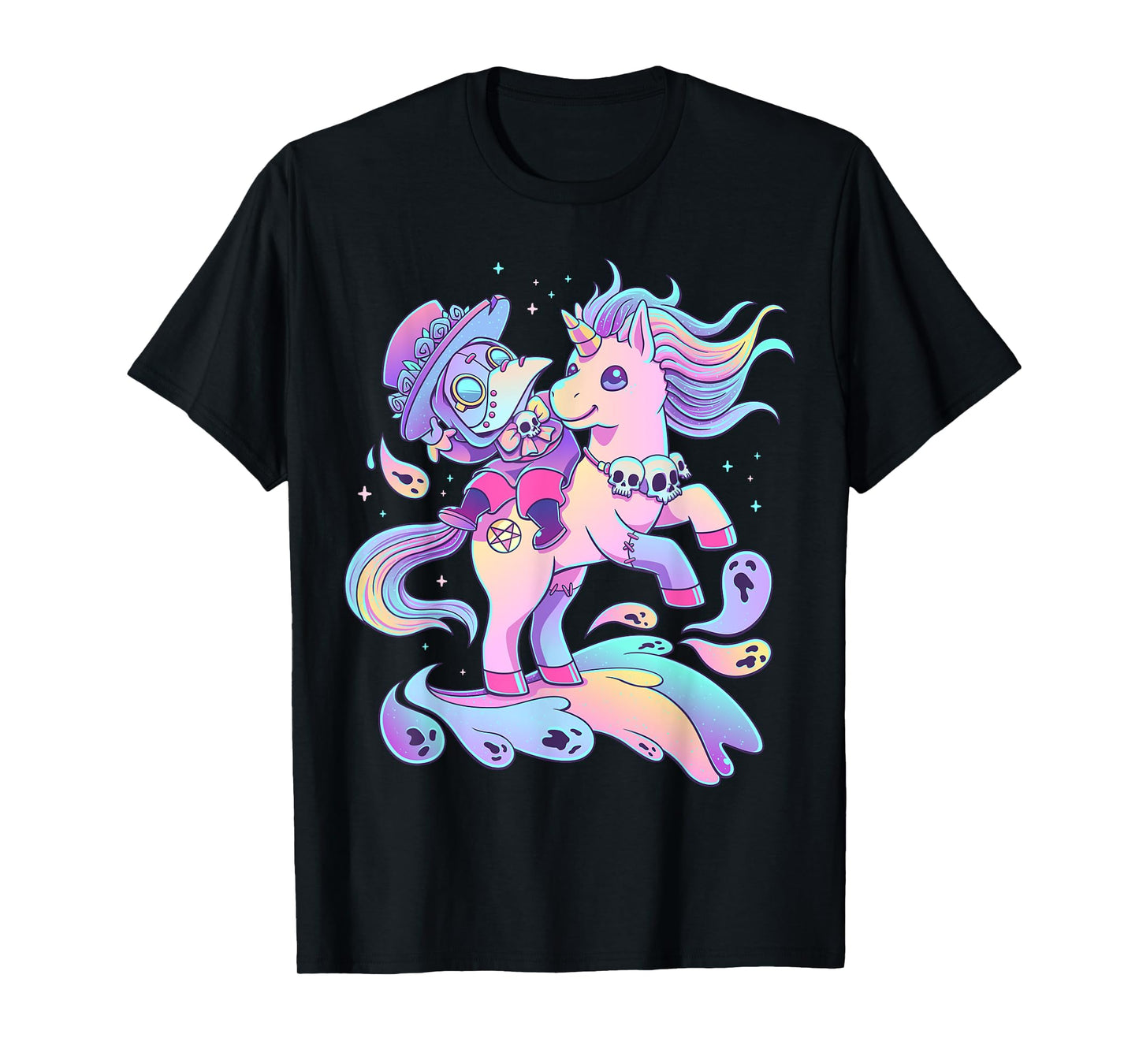 Pastel Goth Cute Creepy Plague Doctor Kawaii Unicorn Occult T-Shirt