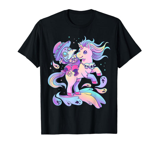 Pastel Goth Cute Creepy Plague Doctor Kawaii Unicorn Occult T-Shirt