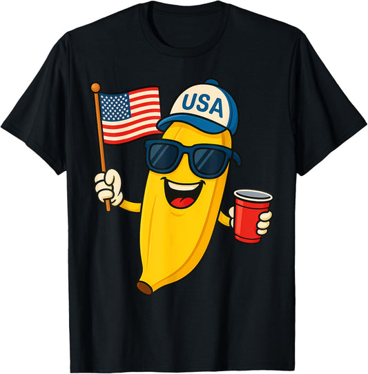4th of July Banana Funny Fourth of July Patriotic USA Flag T-Shirt