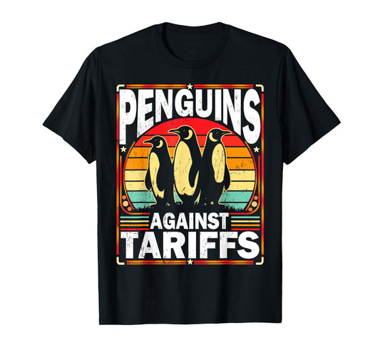 Penguins Against Tariffs Funny Penguins Anti Tariffs Vintage T-Shirt