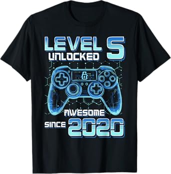 Level 5 Unlocked Video Game Party 6th Birthday Gamer Boys T-Shirt