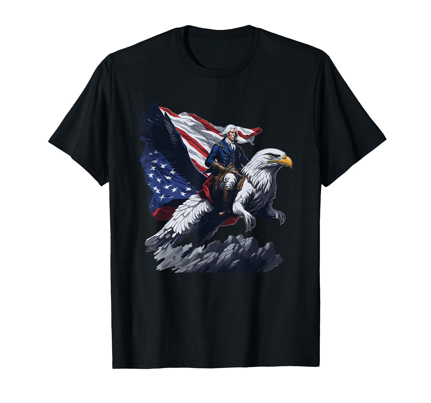 George Washington Riding A Bald Eagle Patriotic Women Men T-Shirt