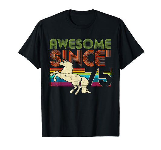 Awesome Since 1975 45th Birthday Vintage Unicorn Rainbow T-Shirt