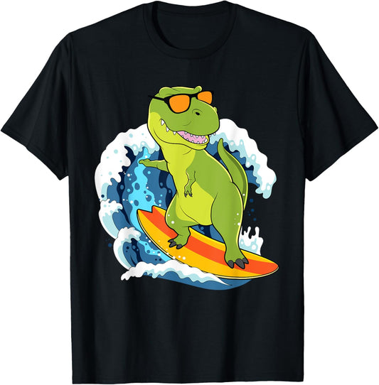 Dinosaur Shirt Funny Hawaii T-Rex Dinosaur Surfing Dino Surf T-Shirt