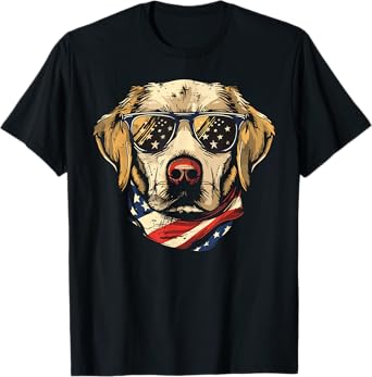 Yellow Labrador Labs Patriotic American Flag Dog 4th of July T-Shirt