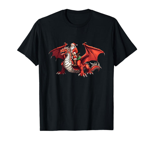 Santa Riding A Dragon For Christmas T-Shirt