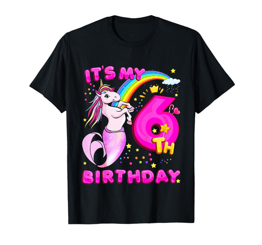 6th Birthday Unicorn Mermicorn Mermaid Gifts For Girls T-Shirt