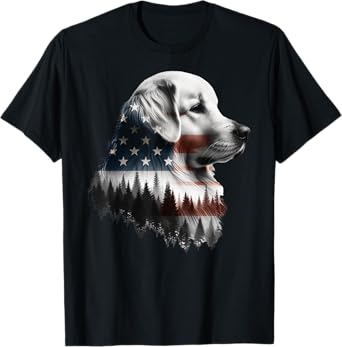 American Flag Patriotic Golden Retriever T-Shirt