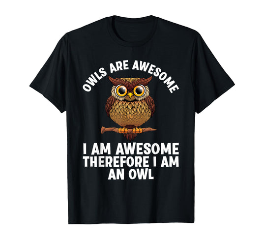 Funny Owl Design For Men Women Night Owl Animal Owl Lover T-Shirt, Small, Black