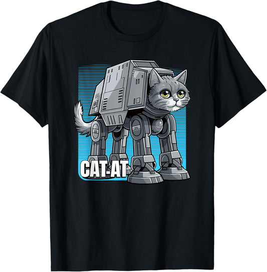 CAT-AT science fiction parody pet cat space robot sci-fi fan T-Shirt