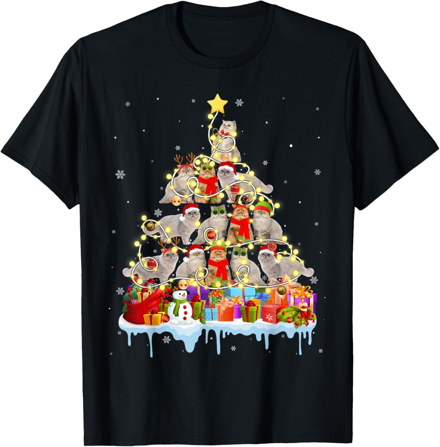 Funny Persian Christmas Tree Pet Cat Lover Gift T-Shirt
