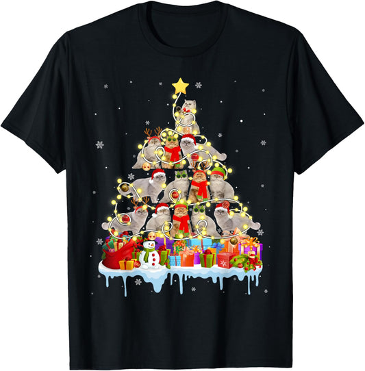 Funny Persian Christmas Tree Pet Cat Lover Gift T-Shirt