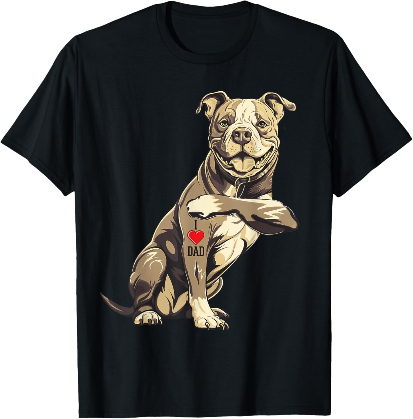 Pitbull I Love Dad Pit Bull Terrier Pettie Dog Owner Father T-Shirt
