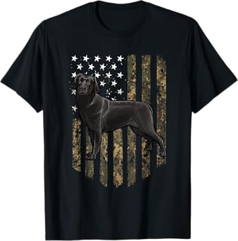 Camo American Flag Black Labrador Retriever 4th Of July USA T-Shirt