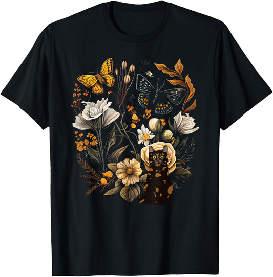 Tortie Cat Owner Flowers Tortie Cat Mom Tortie Cat Dad T-Shirt