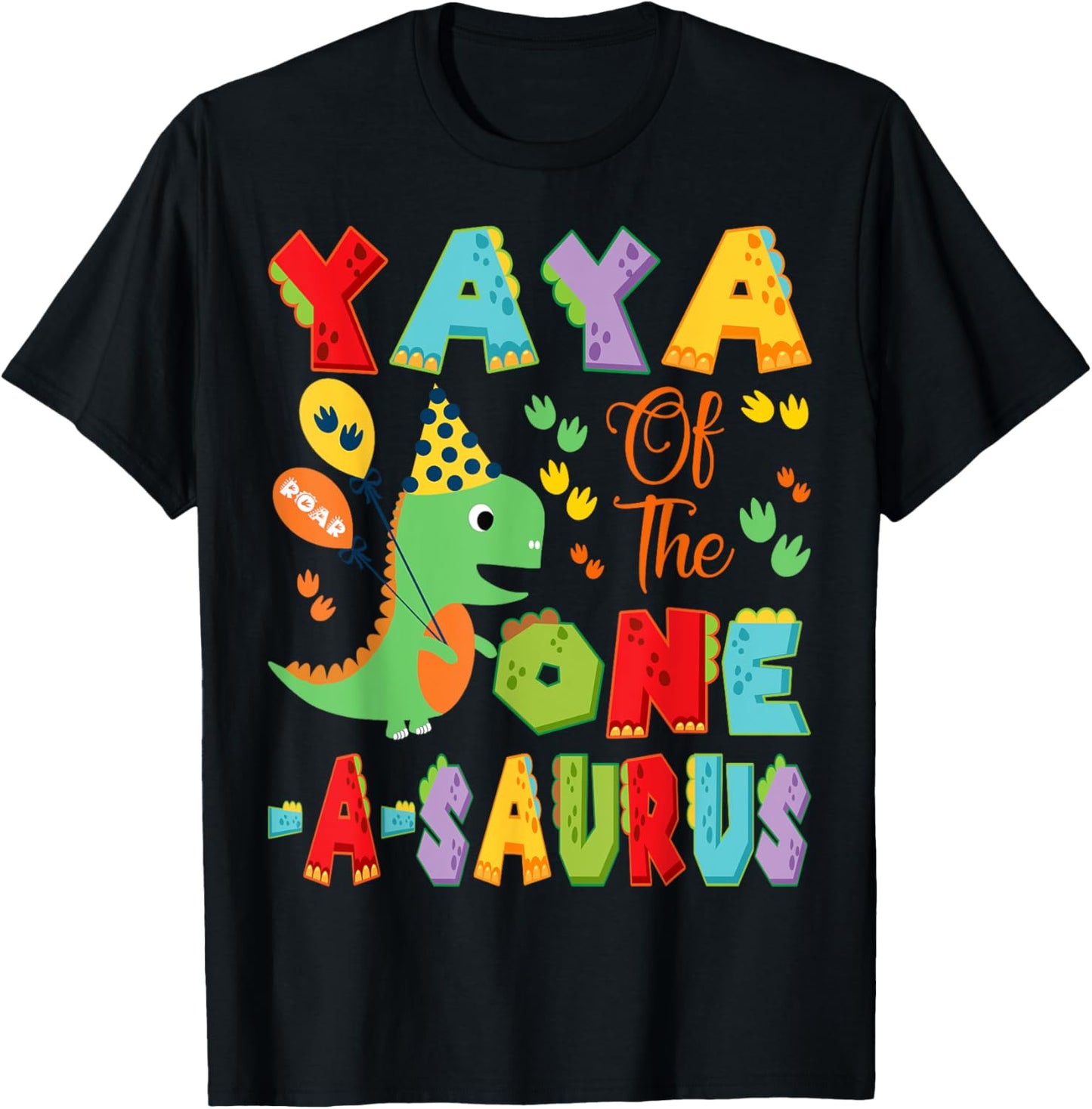 Yaya Of The One-A-Saurus 1St Birthday Boy Dinosaur T-Shirt