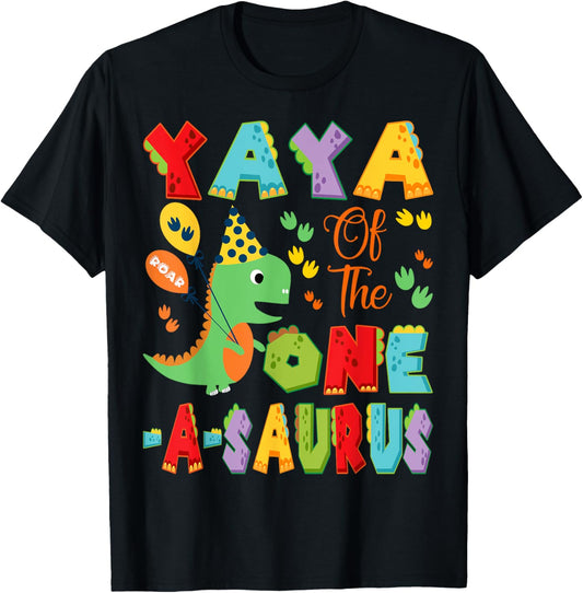 Yaya Of The One-A-Saurus 1St Birthday Boy Dinosaur T-Shirt