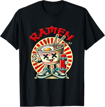 Cute Ramen Skater Tee Kawaii Anime Skateboard Lover Teens T-Shirt
