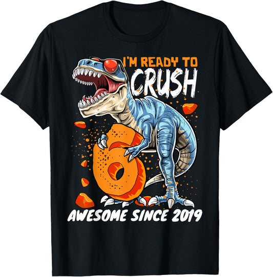 6th Birthday T Rex Dinosaur Party Boys Rawr I'm 6 T-Shirt
