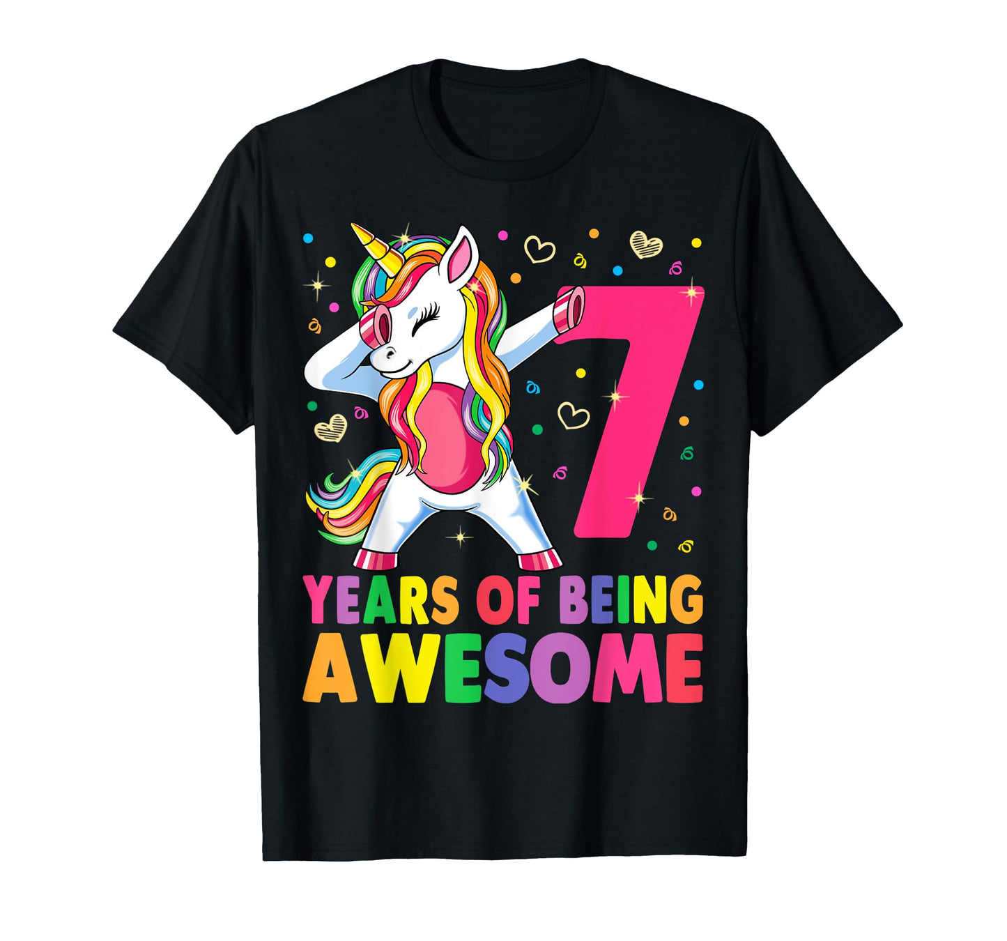 7 Years Old Unicorn Dabbing 7th Birthday Girl Unicorn Party T-Shirt