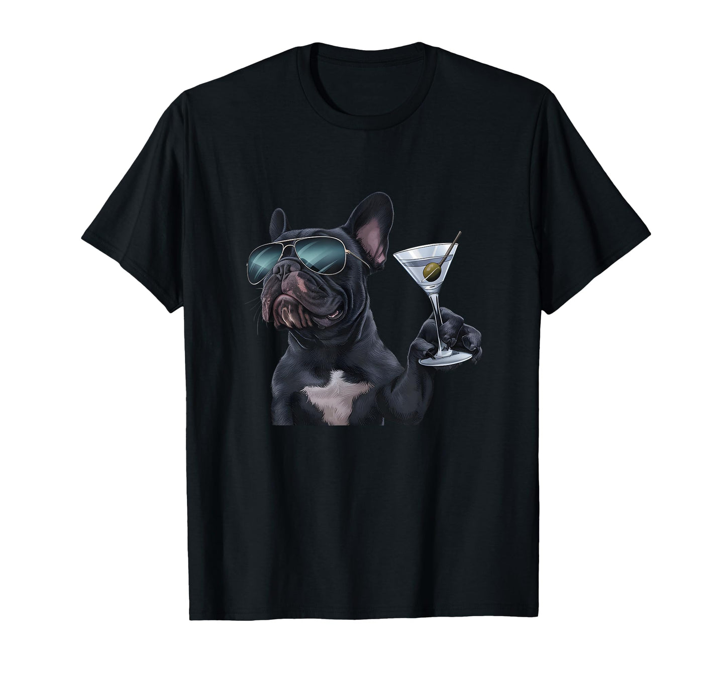 French Bulldog Drinking Martini T-Shirt