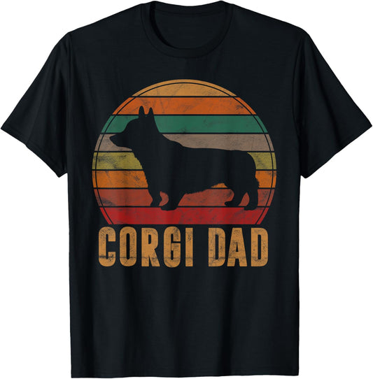 Retro Corgi Dad Gift Dog Owner Pet Welsh Corgi Father T-Shirt