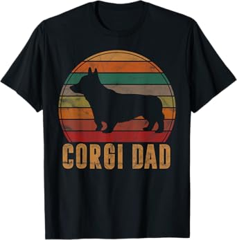 Retro Corgi Dad Gift Dog Owner Pet Welsh Corgi Father Men Women Kids T-Shirt