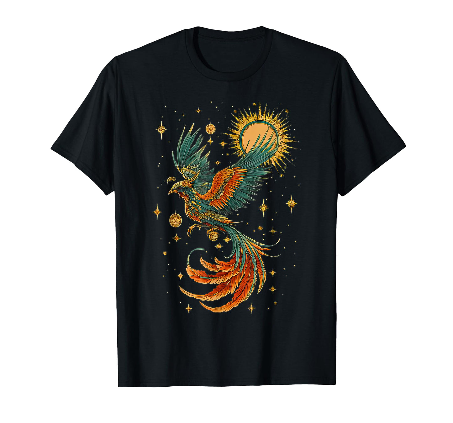 Vintage Celestial Aesthetic Mystical Phoenix Bird Moon Phase T-Shirt