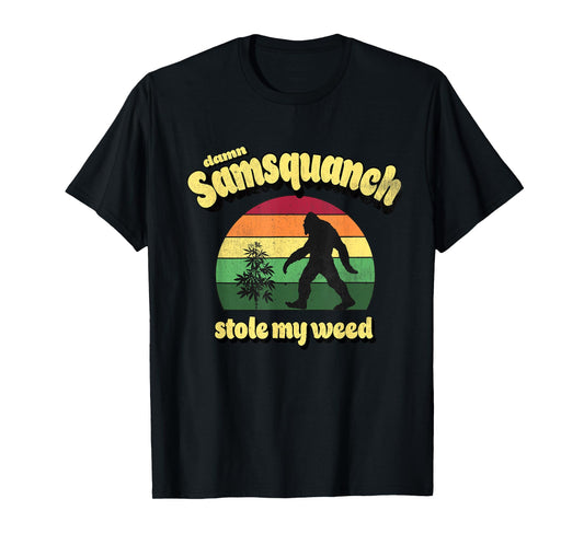 Damn Samsquanch Stole My Weed Retro Vintage 70's Style T-Shirt