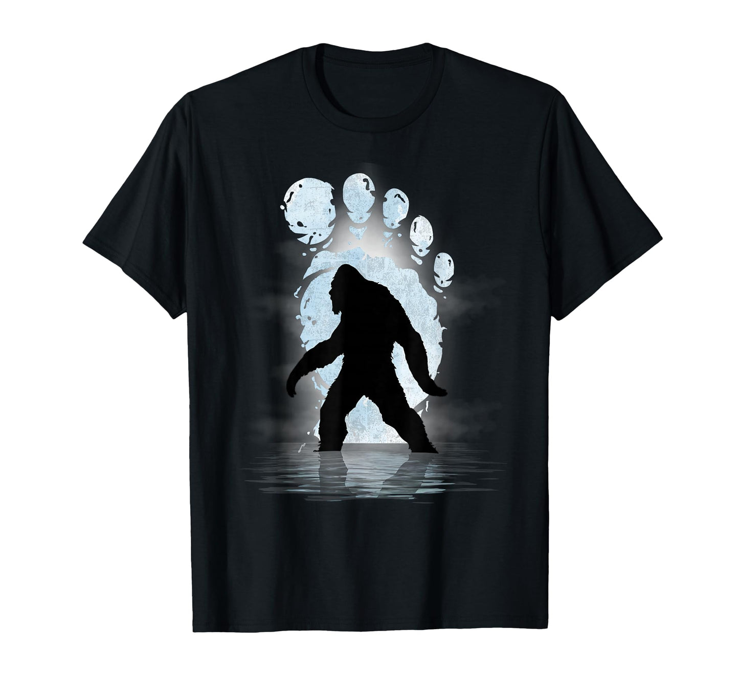 Bigfoot Footprint Moon Light Funny Sasquatch T-Shirt