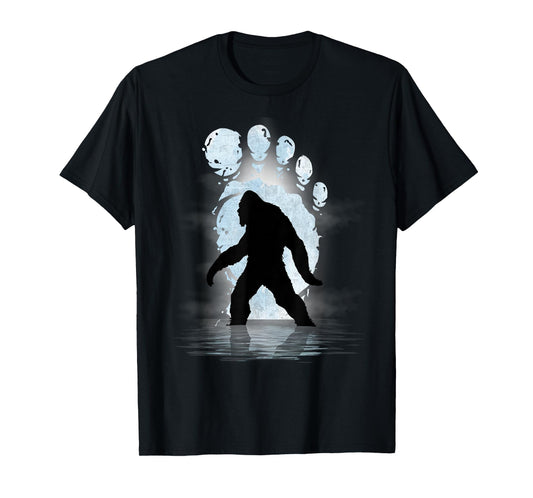 Bigfoot Footprint Moon Light Funny Sasquatch T-Shirt