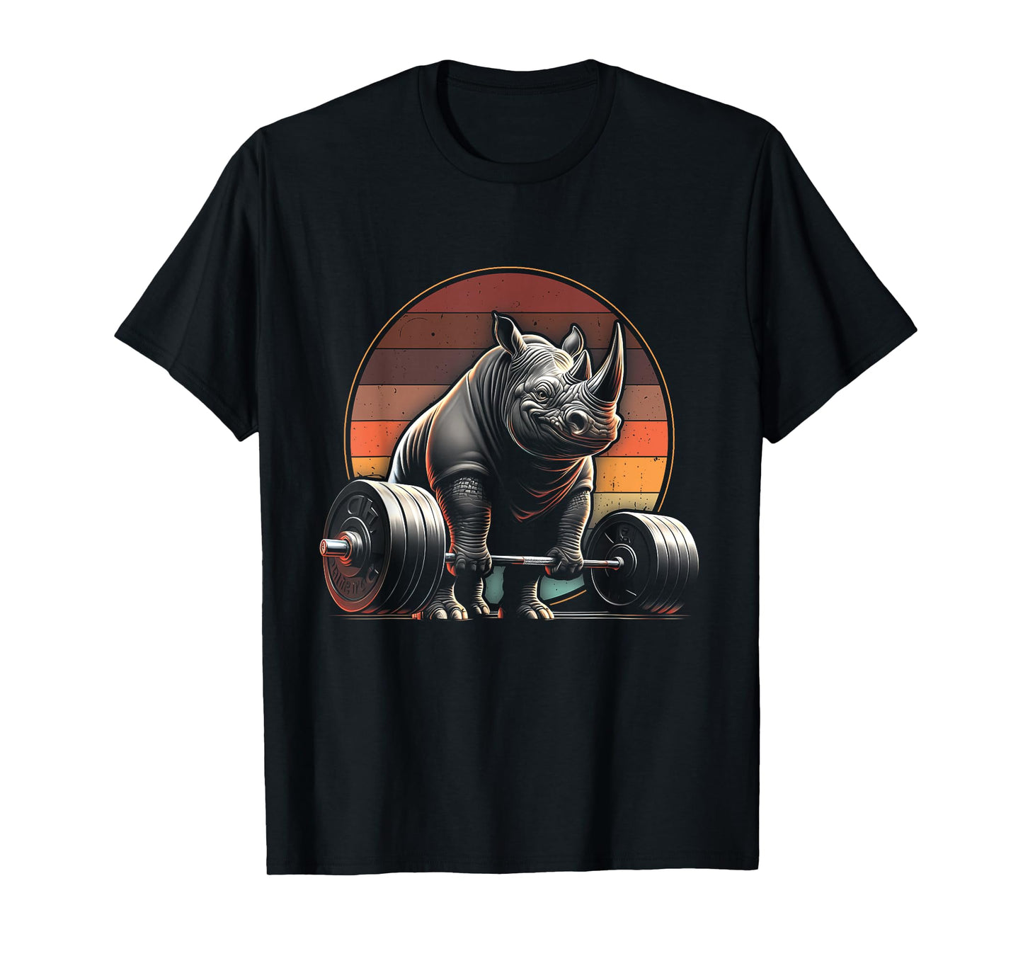 Rhinoceros Powerlifting Weightlifting Gym Rhino Lovers Unisex-Adults, Unisex-Kids Black Animal Print Rhinoceros T-Shirt