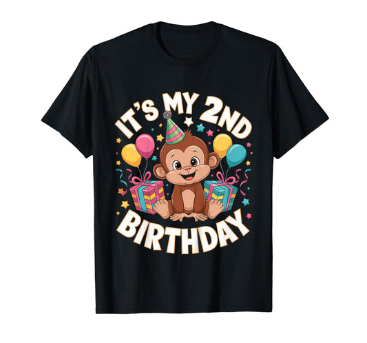 Kids 2nd Birthday Monkey Party Design T-Shirt