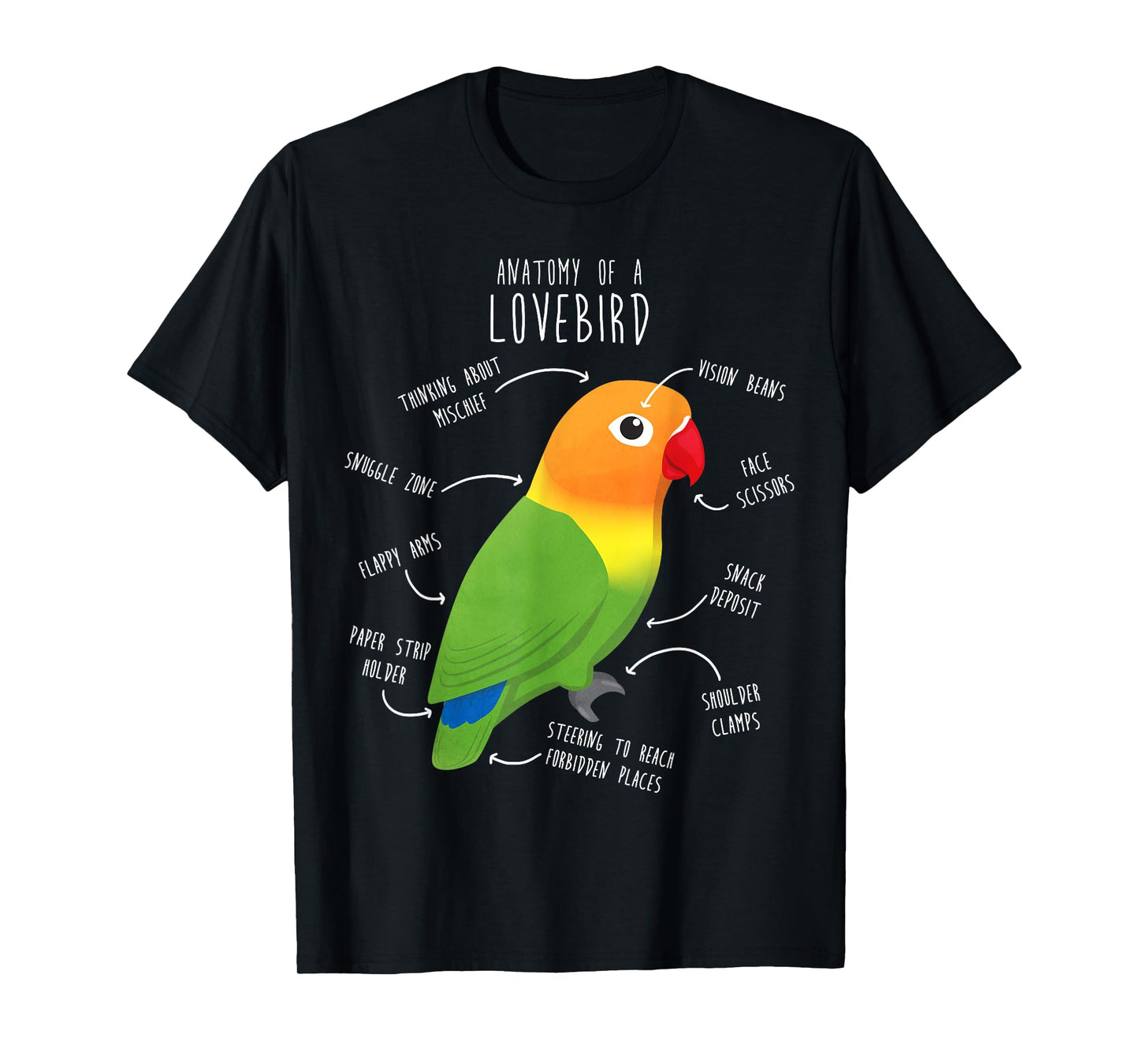 Fischer's Lovebird Parrot Anatomy, Funny Cute Pet Bird Mom T-Shirt