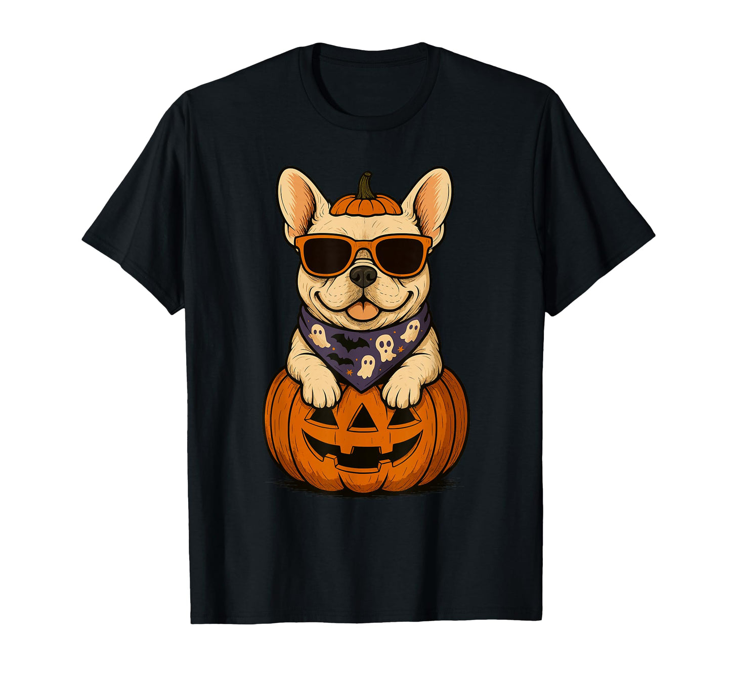 Spooky French Bulldog Pumpkin Halloween Dog Lover T-Shirt