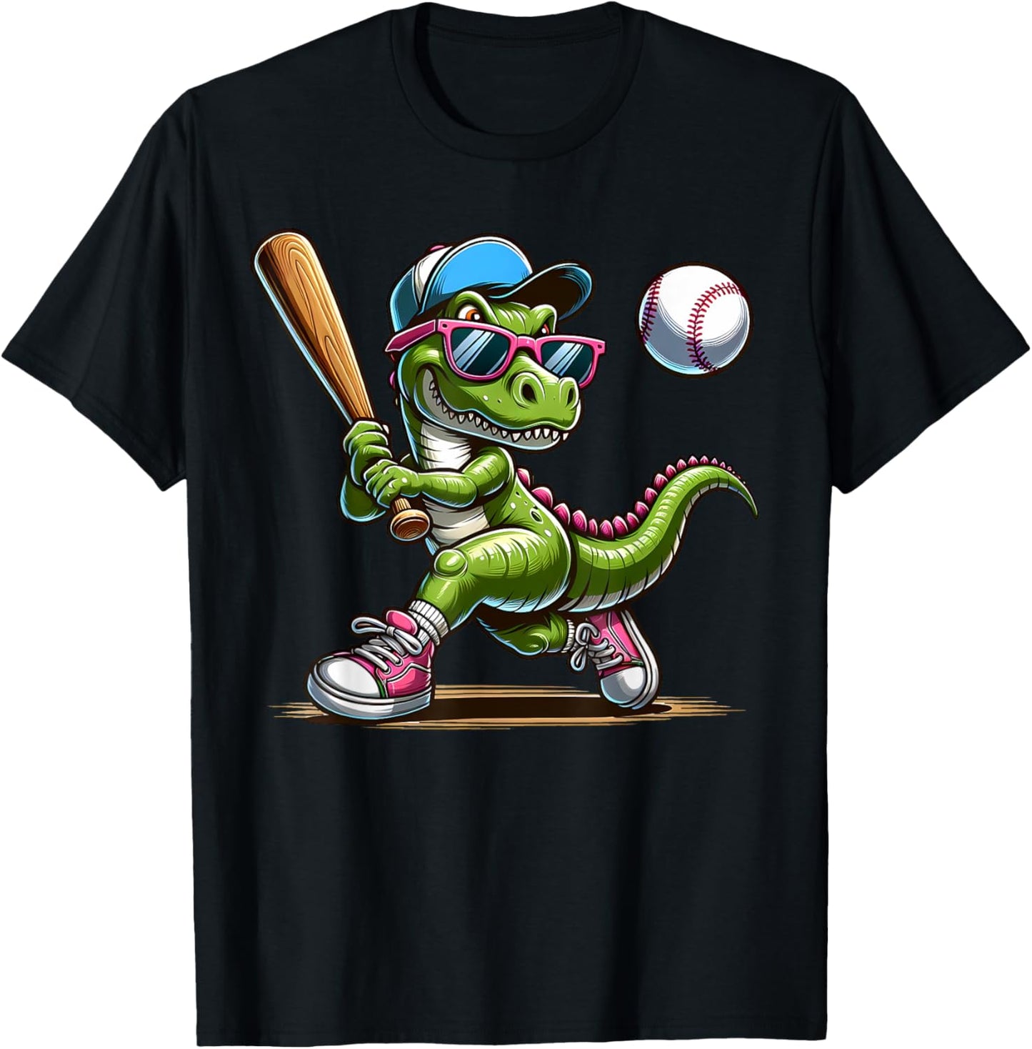 Funny Baseball Dinosaur Boy Player Sport Love T-Rex Girl T-Shirt
