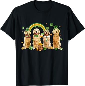 Golden Retriever St Patrick's Day Shamrock Golden Dog Mom T-Shirt for Men Women